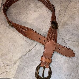 Vintage 1993 Brighton Western Woven Leather Belt Medium